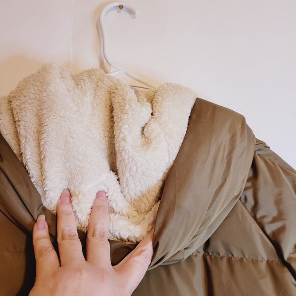 Orolay beige duck down filled thickened mid length hooded ski coat XL - Picture 4 of 16